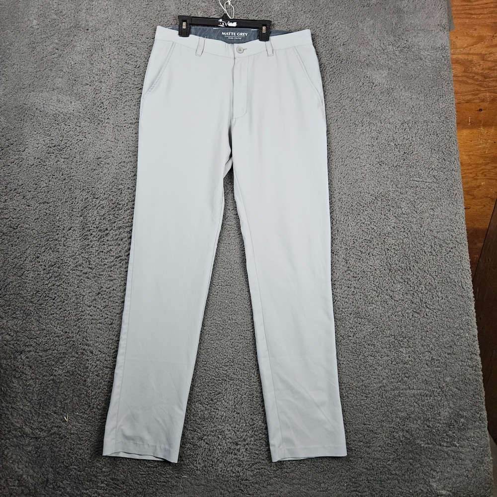 Matte Grey‎ Mens 32x33 Golf Pants Lightweight Casual Chino Trousers